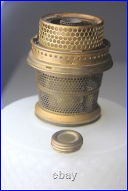 Vintage Aladdin Diamond Quilt Moonstone Kerosene Lamp Pink & White Read