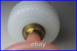 Vintage Aladdin Diamond Quilt Moonstone Kerosene Lamp Pink & White Read
