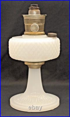Vintage Aladdin Diamond Quilt Pattern White Moonstone Kerosene Oil Lamp Base
