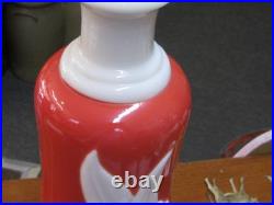 Vintage Aladdin Electric Table Lamp Lilly Pattern Red/white