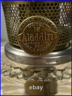 Vintage Aladdin Glass Oil Lamp model 12 Brass