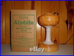 Vintage Aladdin Gold Luster Kerosene Mantle Lamp Bowl Mint Condition in org box