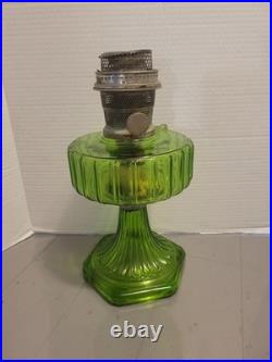 Vintage Aladdin Green CORINTHIAN Glass Oil Lamp 1930s Nu Type Model B