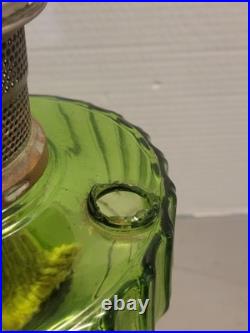 Vintage Aladdin Green CORINTHIAN Glass Oil Lamp 1930s Nu Type Model B