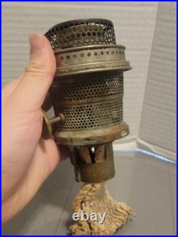 Vintage Aladdin Green CORINTHIAN Glass Oil Lamp 1930s Nu Type Model B