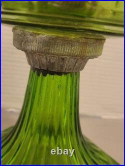 Vintage Aladdin Green CORINTHIAN Glass Oil Lamp 1930s Nu Type Model B