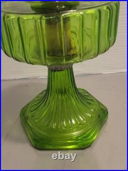Vintage Aladdin Green CORINTHIAN Glass Oil Lamp 1930s Nu Type Model B