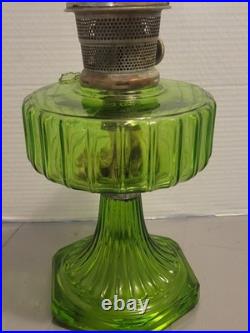 Vintage Aladdin Green CORINTHIAN Glass Oil Lamp 1930s Nu Type Model B