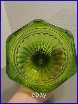 Vintage Aladdin Green CORINTHIAN Glass Oil Lamp 1930s Nu Type Model B