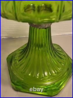 Vintage Aladdin Green CORINTHIAN Glass Oil Lamp 1930s Nu Type Model B