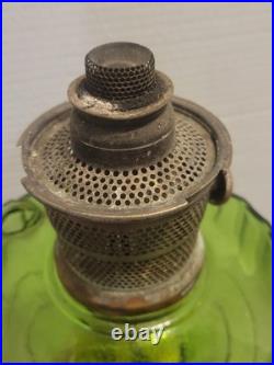 Vintage Aladdin Green CORINTHIAN Glass Oil Lamp 1930s Nu Type Model B