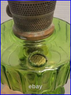 Vintage Aladdin Green CORINTHIAN Glass Oil Lamp 1930s Nu Type Model B