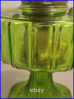 Vintage Aladdin Green CORINTHIAN Glass Oil Lamp 1930s Nu Type Model B