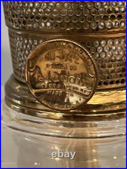 Vintage Aladdin Green Corinthian Electrified Oil Lamp With Frosted Shade