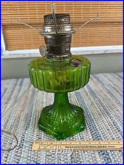 Vintage Aladdin Green Corinthian Oil Lamp B-102 with 201 Shade