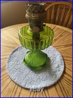 Vintage Aladdin Green Crystal CORINTHIAN Oil Lamp