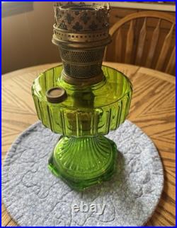 Vintage Aladdin Green Crystal CORINTHIAN Oil Lamp