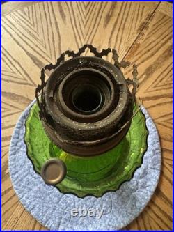 Vintage Aladdin Green Crystal CORINTHIAN Oil Lamp