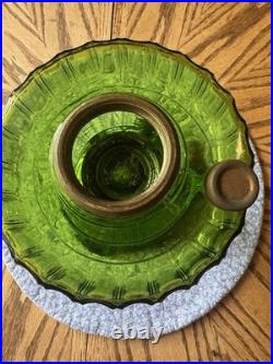 Vintage Aladdin Green Crystal CORINTHIAN Oil Lamp