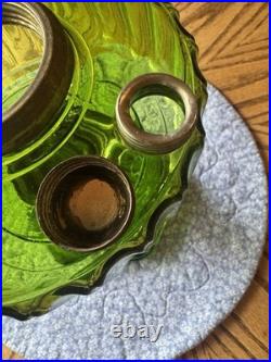 Vintage Aladdin Green Crystal CORINTHIAN Oil Lamp