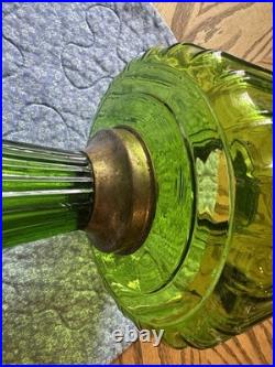 Vintage Aladdin Green Crystal CORINTHIAN Oil Lamp