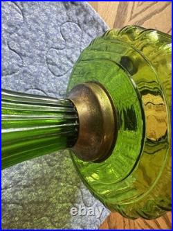 Vintage Aladdin Green Crystal CORINTHIAN Oil Lamp