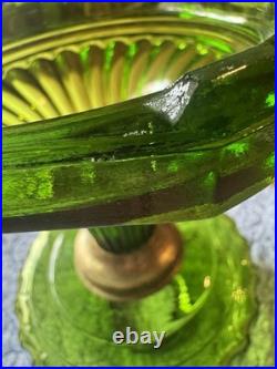 Vintage Aladdin Green Crystal CORINTHIAN Oil Lamp