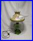 Vintage Aladdin Green Crystal Corinthian Electrified Lamp With Floral Shade