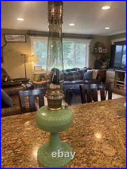 Vintage Aladdin Green Glass JADEITE Moonstone Lamp