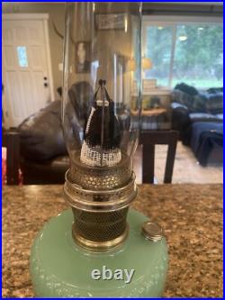 Vintage Aladdin Green Glass JADEITE Moonstone Lamp