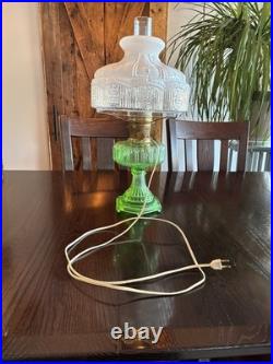 Vintage Aladdin Green Glass Nu Type B Oil Lamp Electric Convert 501-9 Shade