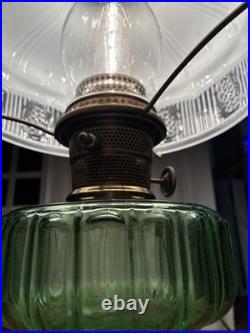 Vintage Aladdin Green Glass Nu Type B Oil Lamp Electric Convert 501-9 Shade