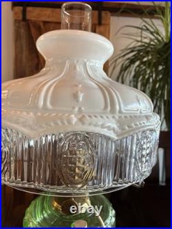 Vintage Aladdin Green Glass Nu Type B Oil Lamp Electric Convert 501-9 Shade
