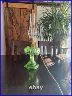 Vintage Aladdin Green Glass Nu Type B Oil Mantle Lamp Converted To Electric