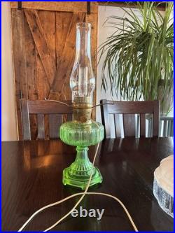 Vintage Aladdin Green Glass Nu Type B Oil Mantle Lamp Converted To Electric