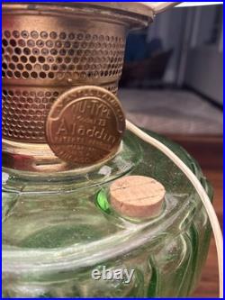 Vintage Aladdin Green Glass Nu Type B Oil Mantle Lamp Converted To Electric