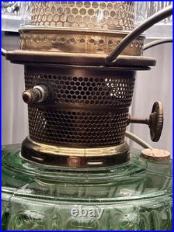 Vintage Aladdin Green Glass Nu Type B Oil Mantle Lamp Converted To Electric