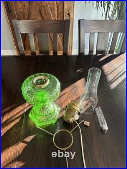 Vintage Aladdin Green Glass Nu Type B Oil Mantle Lamp Converted To Electric