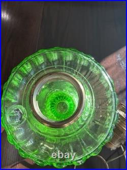 Vintage Aladdin Green Glass Nu Type B Oil Mantle Lamp Converted To Electric