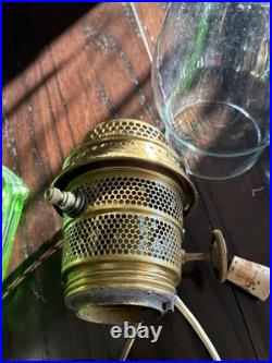 Vintage Aladdin Green Glass Nu Type B Oil Mantle Lamp Converted To Electric