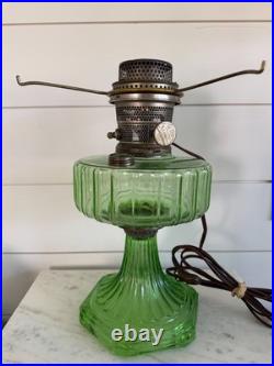 Vintage Aladdin Green Glass Nu Type B Oil Mantle Lamp Converted to Electric