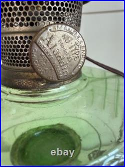 Vintage Aladdin Green Glass Nu Type B Oil Mantle Lamp Converted to Electric