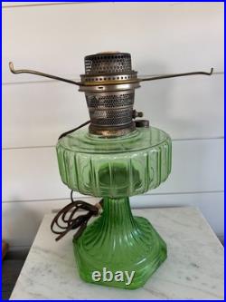 Vintage Aladdin Green Glass Nu Type B Oil Mantle Lamp Converted to Electric