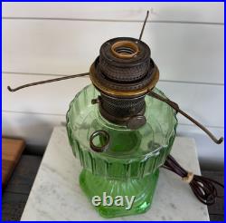 Vintage Aladdin Green Glass Nu Type B Oil Mantle Lamp Converted to Electric