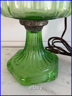 Vintage Aladdin Green Glass Nu Type B Oil Mantle Lamp Converted to Electric