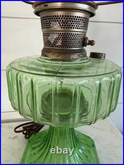 Vintage Aladdin Green Glass Nu Type B Oil Mantle Lamp Converted to Electric