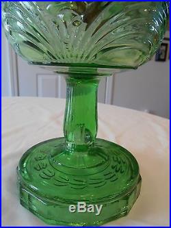 Vintage Aladdin Green Glass Washington Drape Kerosene Oil Lamp Nu-Type Model B