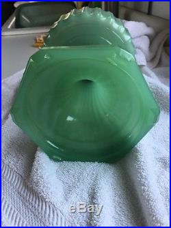 Vintage Aladdin Green Jadeite Kerosene Lamp with Chimney And Shade Complete