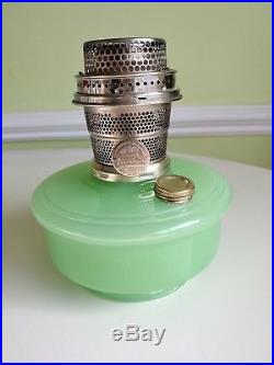 Vintage Aladdin Green Moonstone Glass Font Lamp Model Nu-Type B Burner 1936-1937