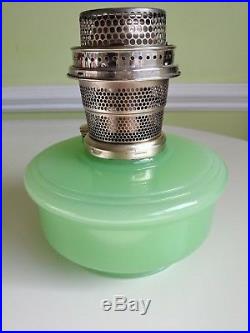 Vintage Aladdin Green Moonstone Glass Font Lamp Model Nu-Type B Burner 1936-1937